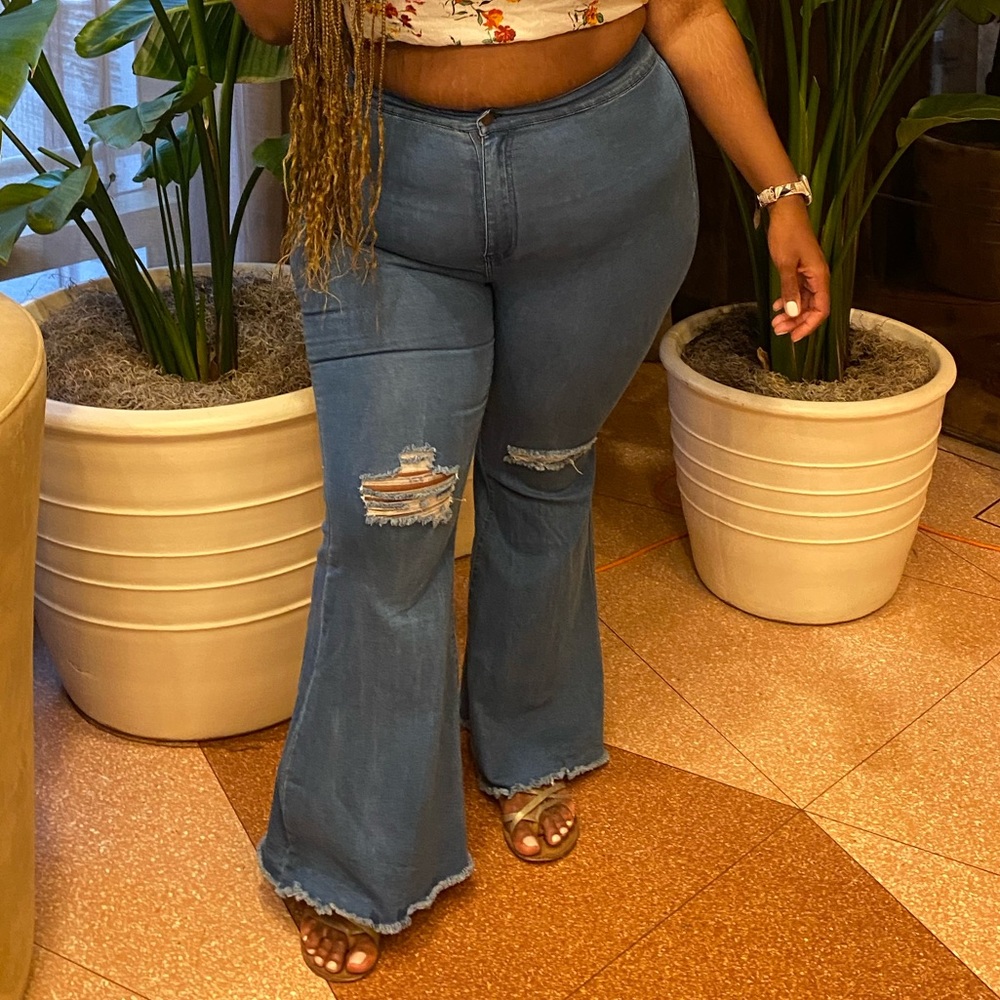 Flared Distressed Jeans